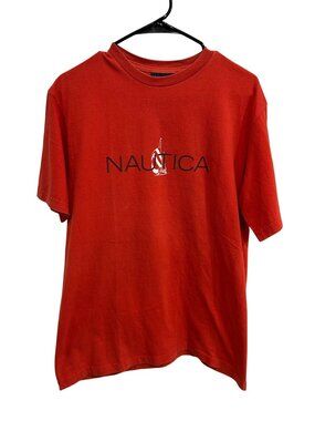 Nautica Red Logo Graphic Mens T-Shirt Size Medium Blockcore Americana
